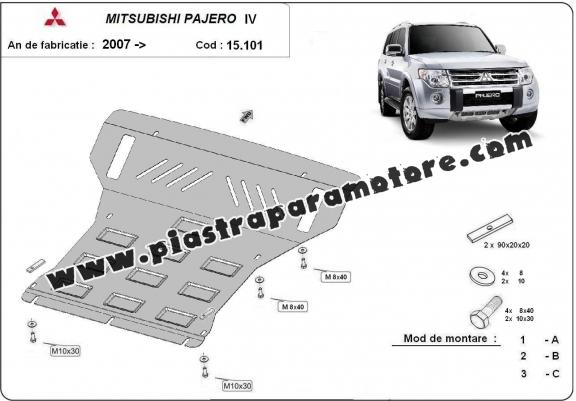 Piastra paramotore di acciaio Mitsubishi Pajero 4 (V80, V90)