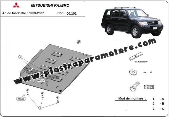 Protezione di acciaio per il cambio Mitsubishi Pajero 3 (V60, V70)