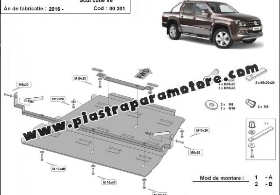 Protezione di acciaio per la differenziale e il cambio Volkswagen Amarok -  V6 automat