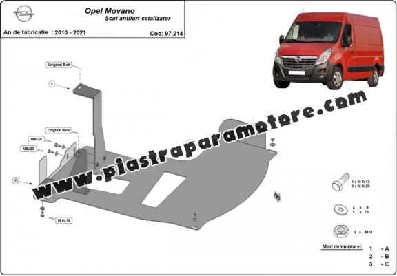 Piastra catalizzatore/cat lock di acciaio Opel Movano