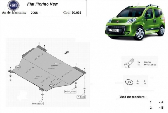 Piastra paramotore di acciaio Fiat Fiorino