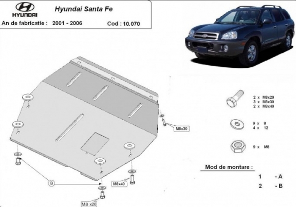 Piastra paramotore di acciaio Hyundai Santa Fe