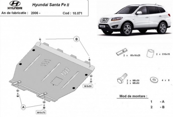 Piastra paramotore di acciaio Hyundai Santa Fe