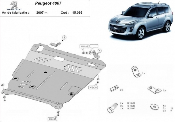 Piastra paramotore di acciaio Peugeot 4007
