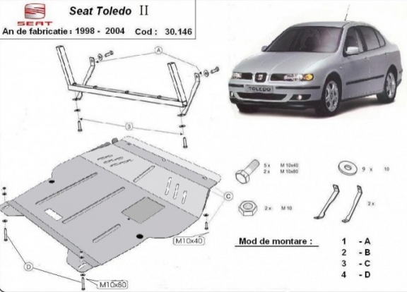 Piastra paramotore di acciaio Seat Toledo 2