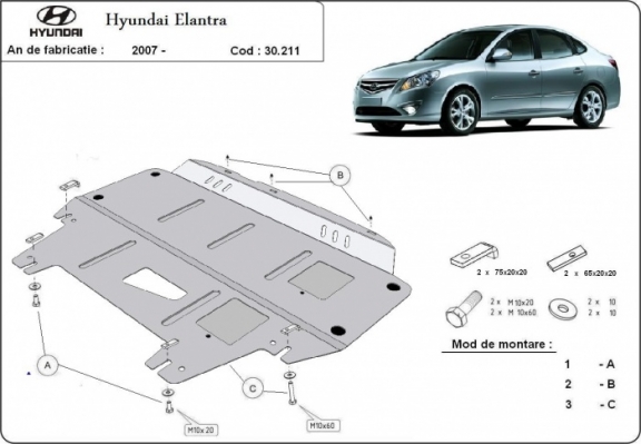 Piastra paramotore di acciaio Hyundai Elantra 1