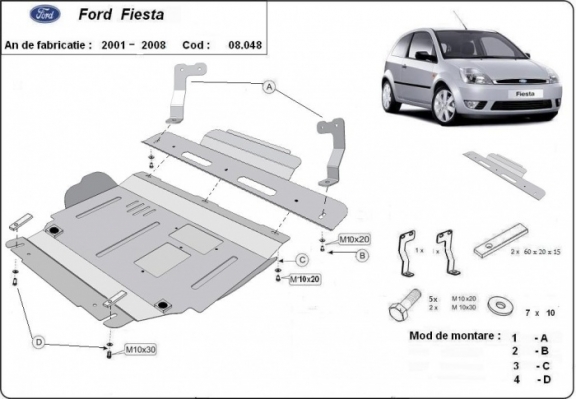 Piastra paramotore di acciaio Ford Fiesta