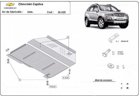 Piastra paramotore di acciaio Chevrolet Captiva