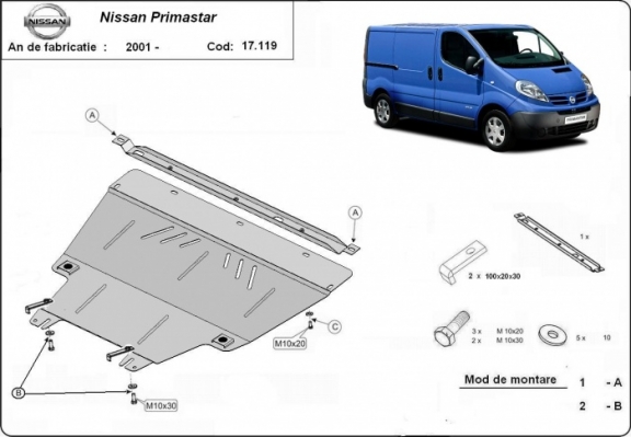 Piastra paramotore di acciaio Nissan Primastar