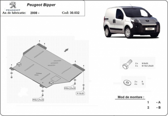 Piastra paramotore di acciaio Peugeot Bipper