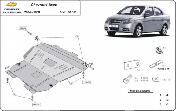 Piastra paramotore di acciaio Chevrolet Aveo