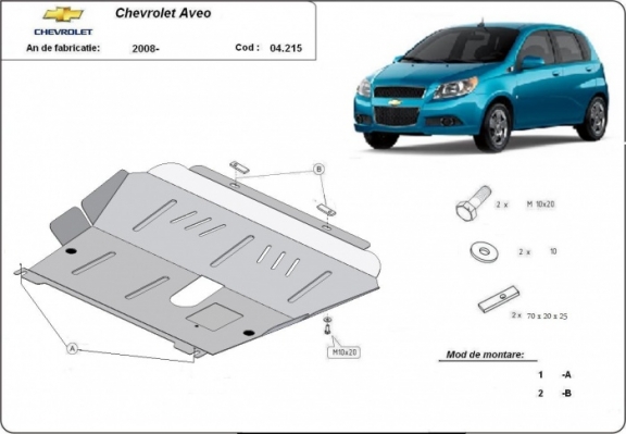 Piastra paramotore di acciaio Chevrolet Aveo