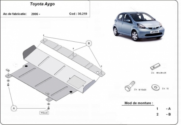 Piastra paramotore di acciaio Toyota Aygo AB10