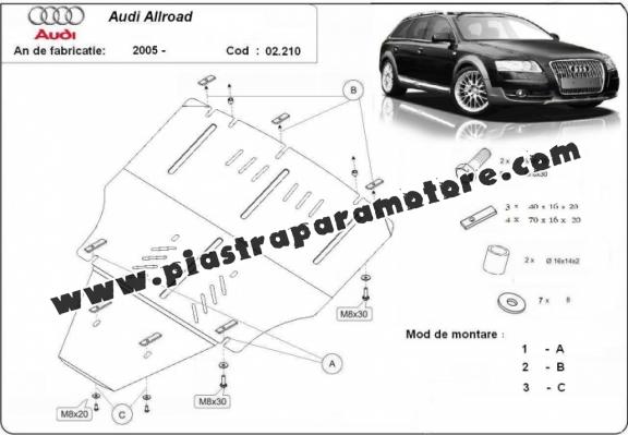Piastra paramotore di acciaio Audi A6 Allroad 2 - sans latéraux