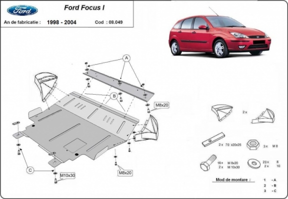 Piastra paramotore di acciaio Ford Focus 1