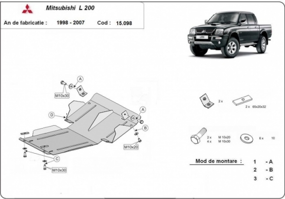 Piastra paramotore di acciaio Mitsubishi L200