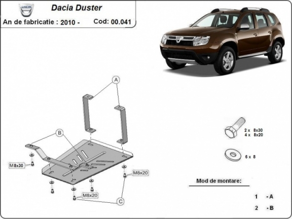 Protezione di acciaio per il differenziale  Dacia Duster
