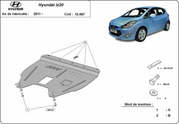 Piastra paramotore di acciaio Hyundai ix20