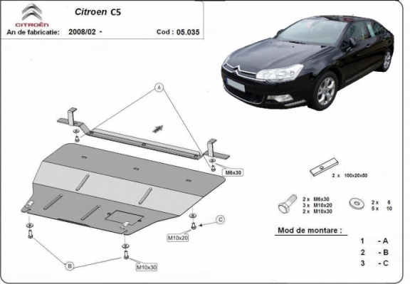 Piastra paramotore di acciaio citroen C5
