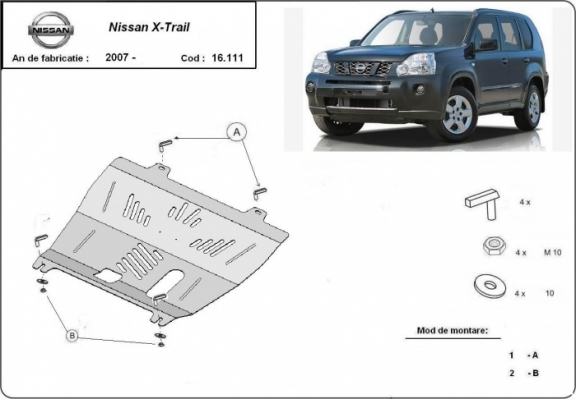 Piastra paramotore di acciaio Nissan X-Trail T31