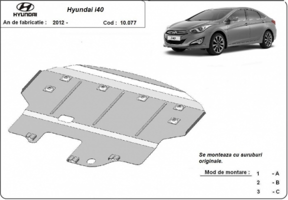 Piastra paramotore di acciaio Hyundai i40