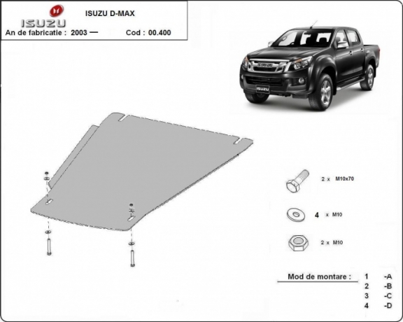 Protezione di acciaio per il cambio Isuzu D-Max