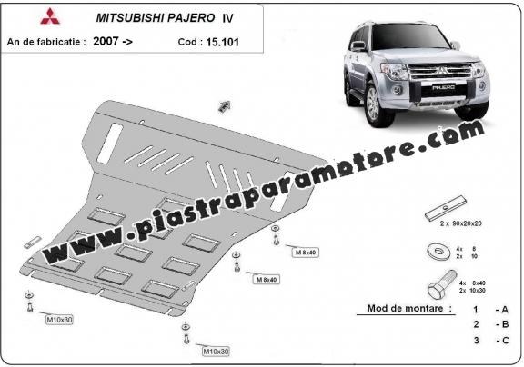 Piastra paramotore di acciaio Mitsubishi Pajero 4 (V80, V90)