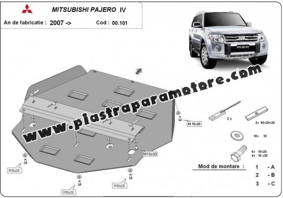 Protezione di acciaio per il cambio Mitsubishi Pajero 4 (V80, V90)