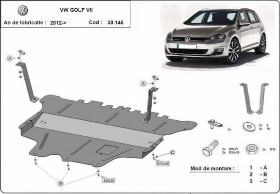 Piastra paramotore di acciaio VW Golf 7 - cambio manuale