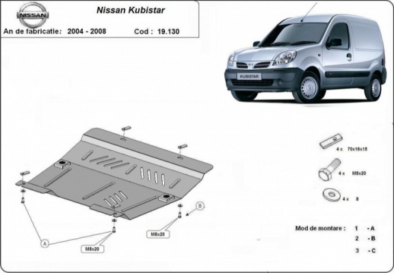 Piastra paramotore di acciaio Nissan Kubistar