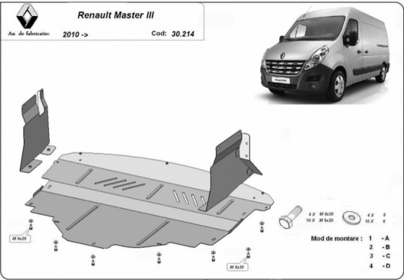 Piastra paramotore di acciaio Renault Master 3