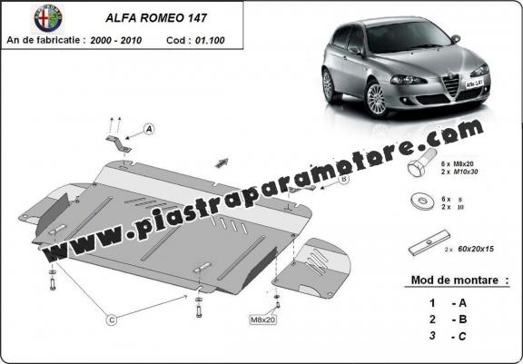 Piastra paramotore di acciaio Alfa Romeo 147