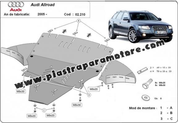 Piastra paramotore di acciaio Audi A6 Allroad 2 - avec latéraux