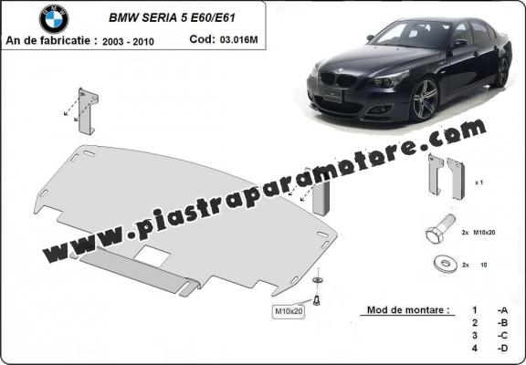 Piastra paramotore di acciaio BMW Seria 5 E60/E61 paraurti anteriore standard M