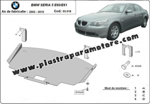 Piastra paramotore di acciaio BMW Seria 5 E60/E61 paraurti anteriore di serie