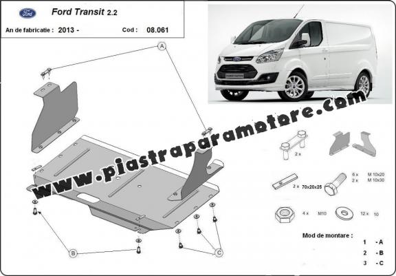 Piastra paramotore di acciaio Ford Transit Custom