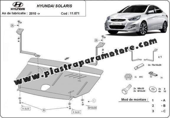 Piastra paramotore di acciaio Hyundai Solaris