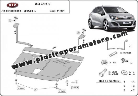 Piastra paramotore di acciaio Kia Rio 3