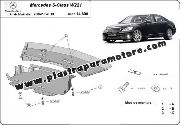 Piastra paramotore di acciaio Mercedes S-Classe W221 - 4x2