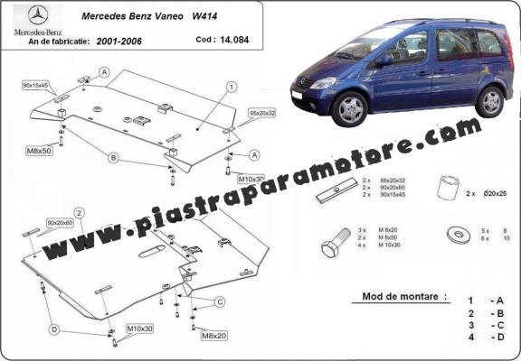 Piastra paramotore di acciaio Mercedes Vaneo W414