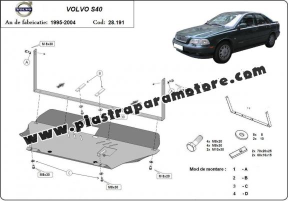 Piastra paramotore di acciaio Volvo S40