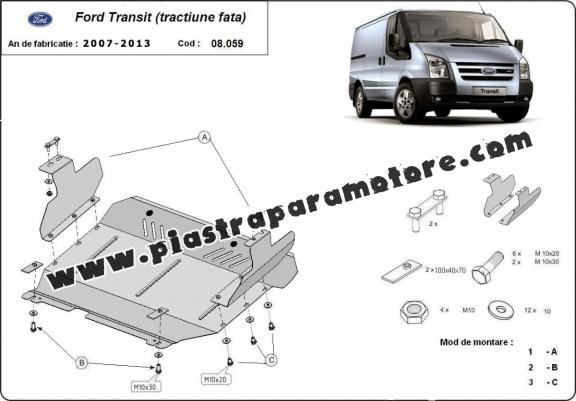 Piastra paramotore di acciaio Ford Transit - FWD