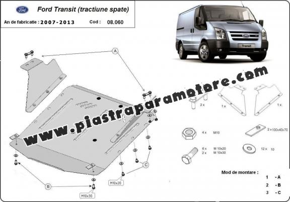 Piastra paramotore di acciaio Ford Transit - RWD