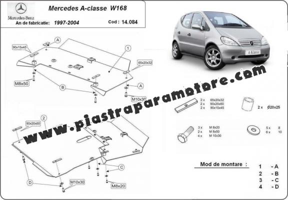 Piastra paramotore di acciaio Mercedes A-Classe W168