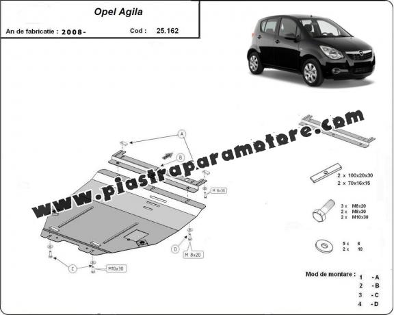 Piastra paramotore di acciaio Opel Agila (H08)