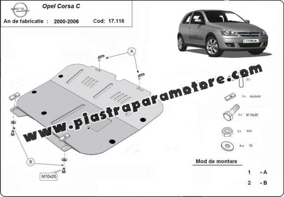 Piastra paramotore di acciaio Opel Corsa C