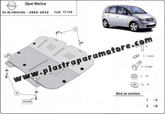 Piastra paramotore di acciaio Opel Meriva A 