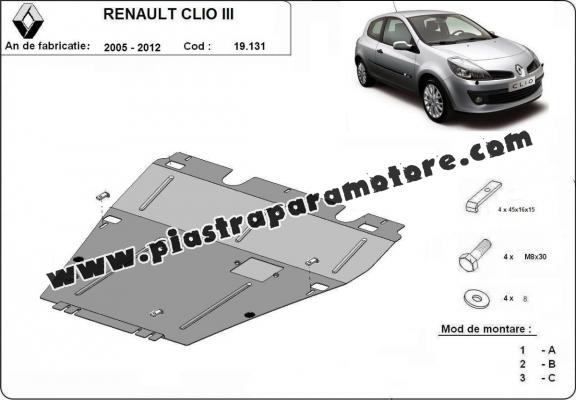 Piastra paramotore di acciaio Renault Clio 3