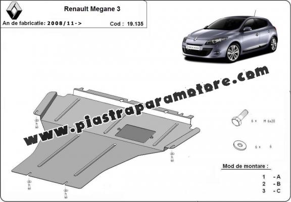 Piastra paramotore di acciaio Renault Megane 3