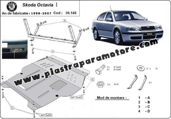 Piastra paramotore di acciaio Skoda Octavia 1